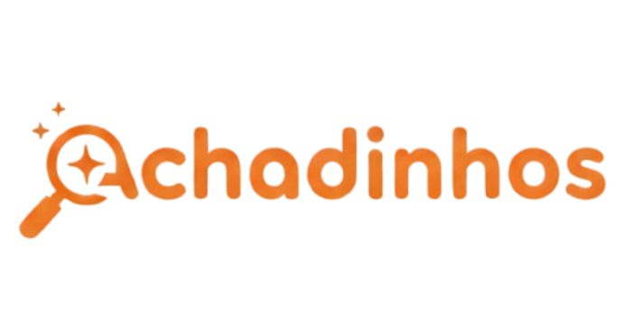 Logo Achadinhos com ícone de lupa representando achadinhos de produtos