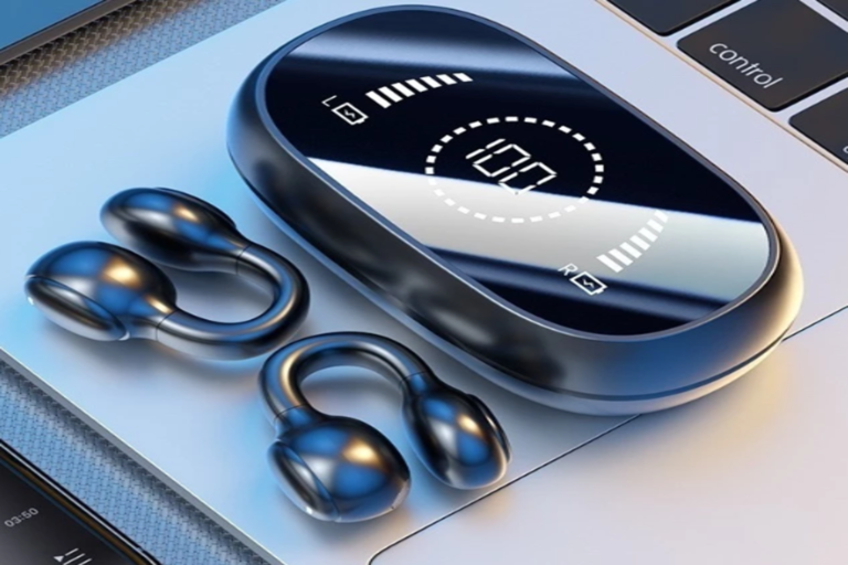 Fone de ouvido Bluetooth sem fio com estojo de carregamento digital